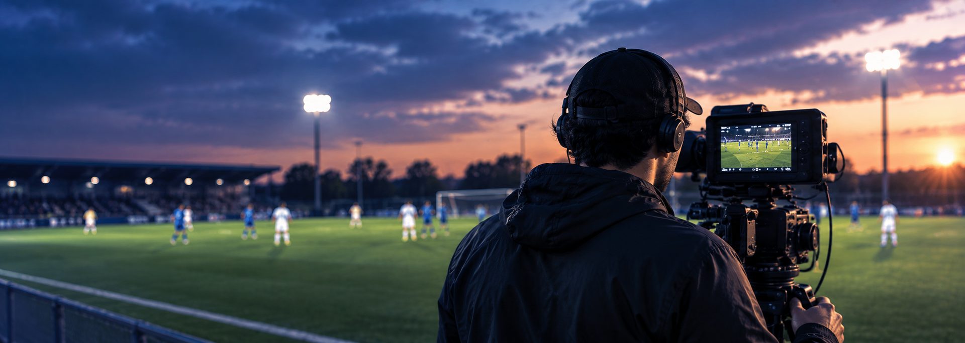 Smart Runners operator filming an evening match